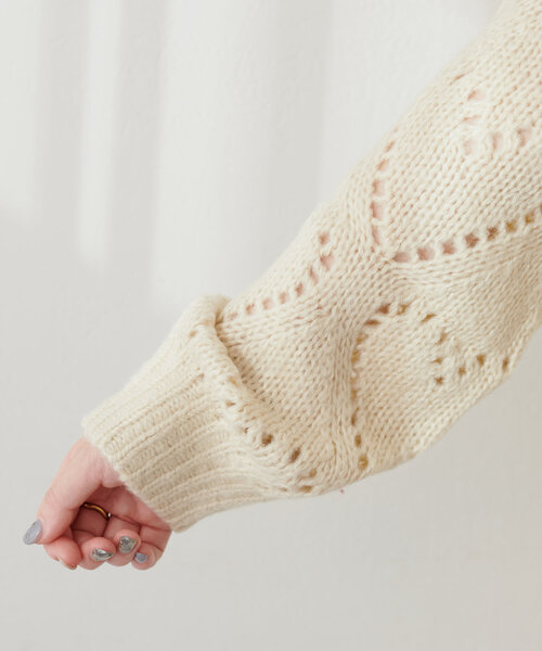 natural couture（ナチュラルクチュール）の「透かしハート柄ゆるニット（ニット/セーター・レディース・ライトグレー/ピンク/チャコールグレー/アイボリー・FREE）」の15枚目の写真