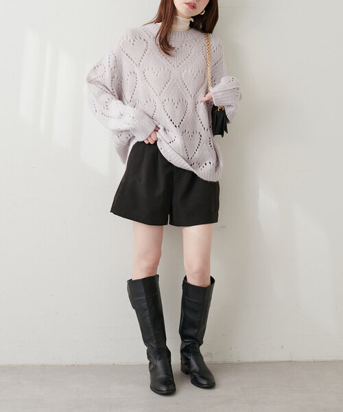 natural couture（ナチュラルクチュール）の「透かしハート柄ゆるニット（ニット/セーター・レディース・ライトグレー/ピンク/チャコールグレー/アイボリー・FREE）」の20枚目の写真