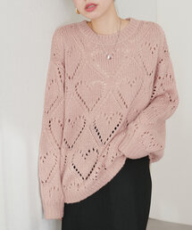 natural couture | 透かしハート柄ゆるニット(ニット/セーター)
