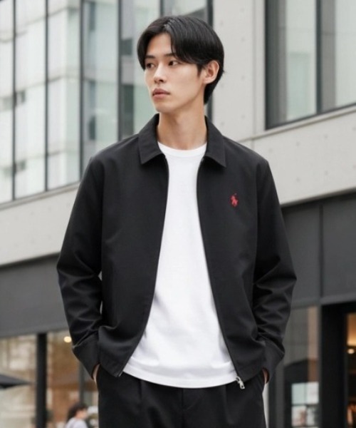 BEVERLY HILLS POLO CLUB（ビバリーヒルズポロクラブ）の「BEVERLY HILLS POLO CLUB/ビバリーヒルズポロクラブ Harrington Jacket/ツイル ロゴ ワンポイント刺繍 ハリントンジャケット/スイングトップ/ブルゾン/レディース メンズ（ブルゾン・メンズ・ベージュ/ネイビー/カーキ/ブラック・M/L/LL）」の2枚目の写真