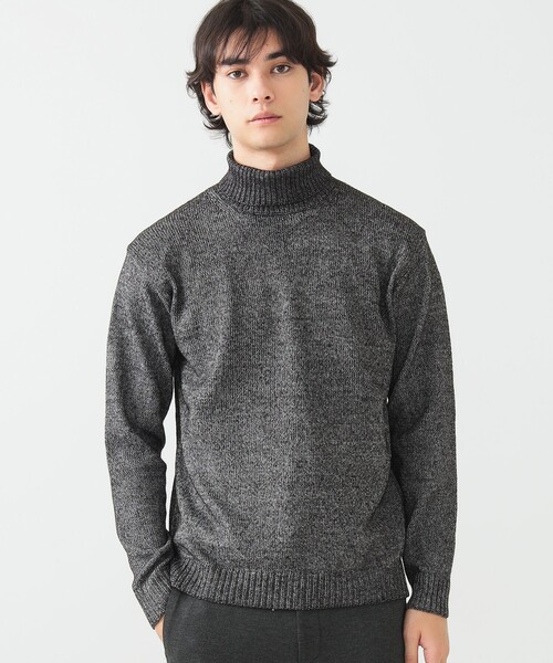 BEAMS HEART（ビームスハート）の「メランジ タートルネック ニット 24FW（S～XL・手洗い可能）（ニット/セーター・メンズ・オフホワイト/グレー/ブラック/オリーブ・SMALL/X-LARGE/MEDIUM/LARGE）」の2枚目の写真