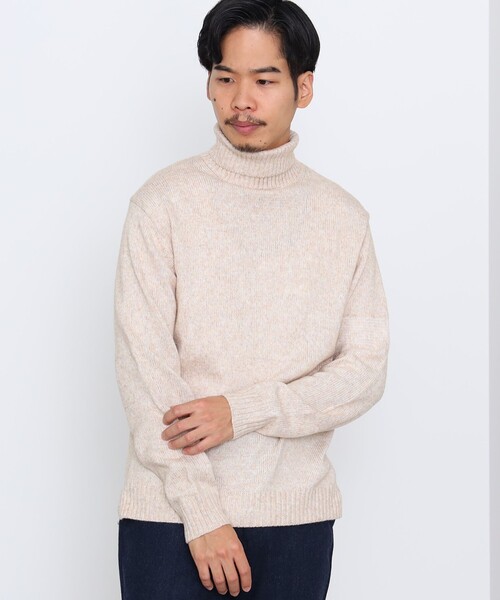 BEAMS HEART（ビームスハート）の「メランジ タートルネック ニット 24FW（S～XL・手洗い可能）（ニット/セーター・メンズ・オフホワイト/グレー/ブラック/オリーブ・SMALL/X-LARGE/MEDIUM/LARGE）」の8枚目の写真