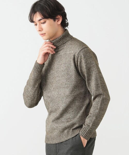 BEAMS HEART（ビームスハート）の「メランジ タートルネック ニット 24FW（S～XL・手洗い可能）（ニット/セーター・メンズ・オフホワイト/グレー/ブラック/オリーブ・SMALL/X-LARGE/MEDIUM/LARGE）」の4枚目の写真