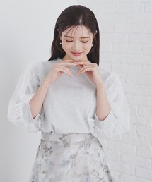 ◆チュールドッキングスリーブラメトップス【洗濯機洗い可】