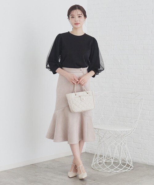 index（インデックス）の「◆チュールドッキングスリーブラメトップス【洗濯機洗い可】（Tシャツ/カットソー・レディース・ライトブルー/ブラック/グレー・40/38/42/36）」の9枚目の写真