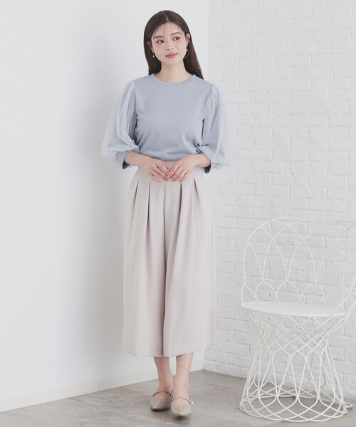 index（インデックス）の「◆チュールドッキングスリーブラメトップス【洗濯機洗い可】（Tシャツ/カットソー・レディース・ライトブルー/ブラック/グレー・40/38/42/36）」の13枚目の写真