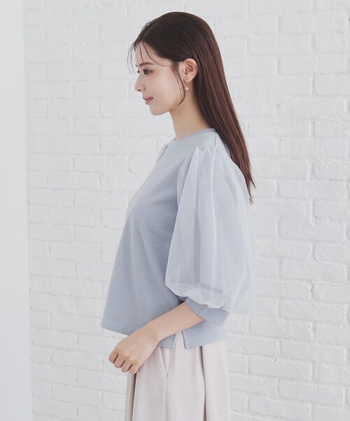 index（インデックス）の「◆チュールドッキングスリーブラメトップス【洗濯機洗い可】（Tシャツ/カットソー・レディース・ライトブルー/ブラック/グレー・40/38/42/36）」の17枚目の写真