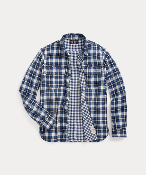 RRL チェックシャツ ダブルアールエル ブルー RRL ダブルアールエル 長袖 チェックシャツ ブルー サイズ1
