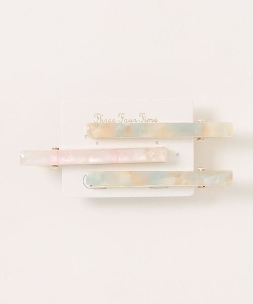 Three Four Time（ｽﾘｰﾌｫｰﾀｲﾑ）の「マーブル3本セットヘアピン（ヘアピン・レディース・オフホワイト/ピンク/ブルー・FREE）」の2枚目の写真