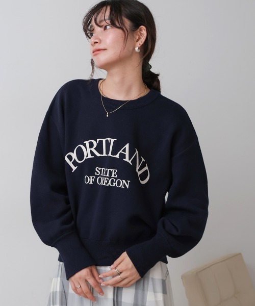 Bou Jeloud(ブージュルード)の「ロゴニット(ニット/セーター・レディース・グレー/ピンク/ネイビー・FREE)」の3枚目の写真