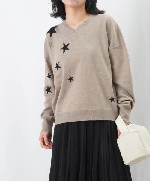 セール】LC/LLL 星Vネックニット / ウール混ジャガードニット（ニット
