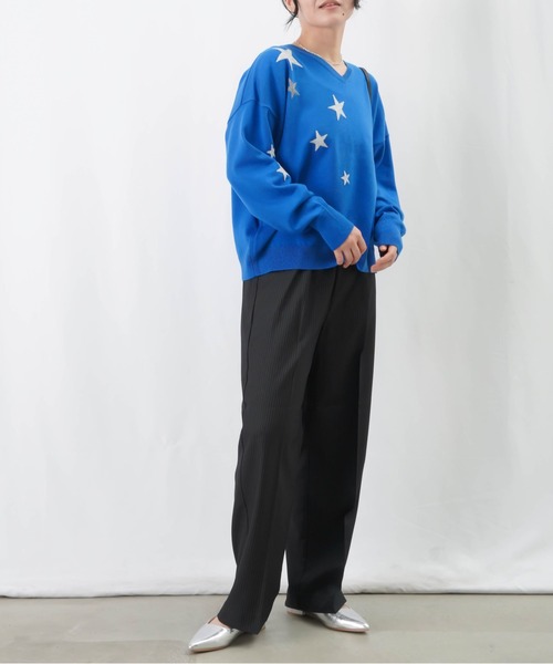 LUCA/LADY LUCK LUCA(ルカ/レディラックルカ)の「LC/LLL 星Vネックニット / ウール混ジャガードニット(ニット/セーター・レディース・ライトベージュ/ブラック/ブルー・FREE)」の11枚目の写真