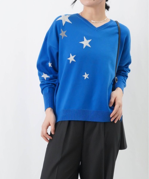 セール】LC/LLL 星Vネックニット / ウール混ジャガードニット（ニット