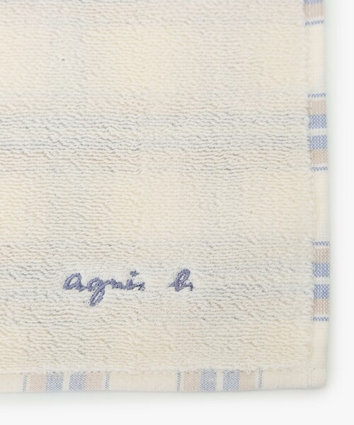 agnes b.（アニエスベー）の「ロゴ チェック ハンドタオル（バンダナ/スカーフ・レディース・ホワイト・FREE）」の3枚目の写真