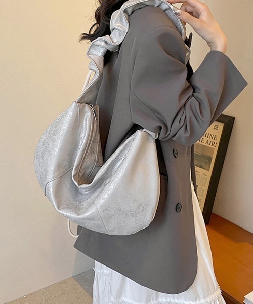 Miniministore(ミニミニストア)の「ギャザーバッグ レディース トートバッグ(トートバッグ・レディース・オフホワイト/シルバー/チャコールグレー・FREE)」の4枚目の写真
