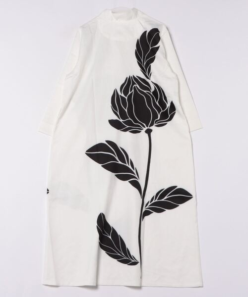 カヤ(カヤ)の「【カヤ】輪の花ワンピース(ワンピース・レディース・ホワイト×ブラック/スミクロ/パープル・FREE)」の4枚目の写真