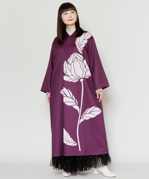 カヤ(カヤ)の「【カヤ】輪の花ワンピース(ワンピース・レディース・ホワイト×ブラック/スミクロ/パープル・FREE)」の3枚目の写真