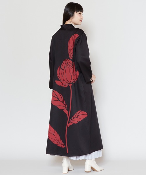 カヤ(カヤ)の「【カヤ】輪の花ワンピース(ワンピース・レディース・ホワイト×ブラック/スミクロ/パープル・FREE)」の9枚目の写真