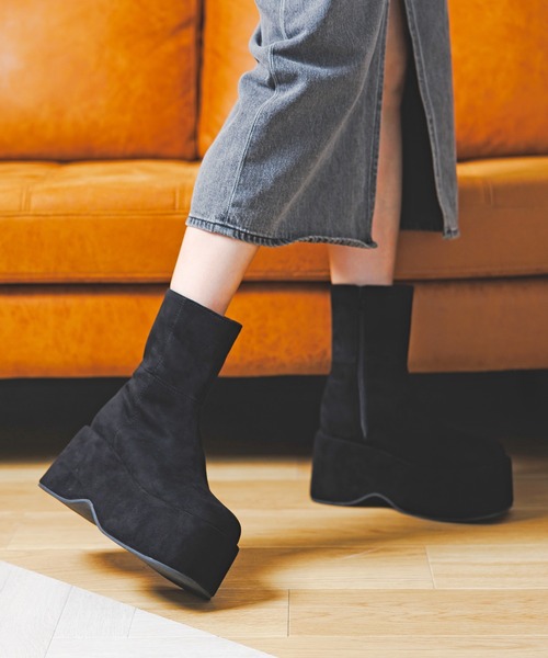 attagirl（アタガール）の「厚底ステッチショートブーツ（ブーツ・レディース・ブラウン/ブラック/ダークベージュ/ライトブラウン・S/M/L/LL）」の8枚目の写真