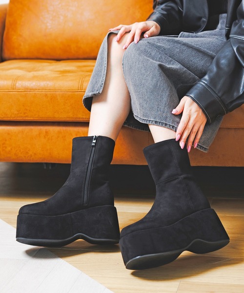 attagirl（アタガール）の「厚底ステッチショートブーツ（ブーツ・レディース・ブラウン/ブラック/ダークベージュ/ライトブラウン・S/M/L/LL）」の9枚目の写真