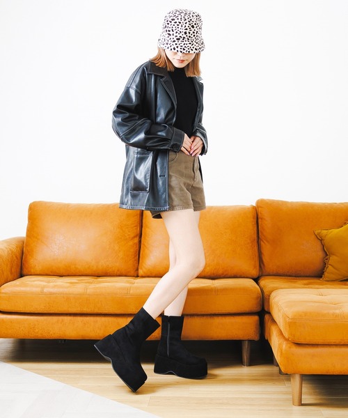 attagirl（アタガール）の「厚底ステッチショートブーツ（ブーツ・レディース・ブラウン/ブラック/ダークベージュ/ライトブラウン・S/M/L/LL）」の12枚目の写真