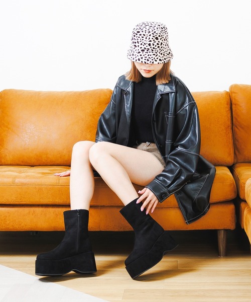 attagirl（アタガール）の「厚底ステッチショートブーツ（ブーツ・レディース・ブラウン/ブラック/ダークベージュ/ライトブラウン・S/M/L/LL）」の14枚目の写真