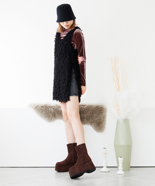 attagirl（アタガール）の「厚底ステッチショートブーツ（ブーツ・レディース・ブラウン/ブラック/ダークベージュ/ライトブラウン・S/M/L/LL）」の19枚目の写真