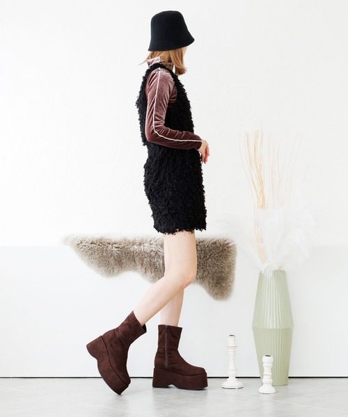 attagirl（アタガール）の「厚底ステッチショートブーツ（ブーツ・レディース・ブラウン/ブラック/ダークベージュ/ライトブラウン・S/M/L/LL）」の20枚目の写真