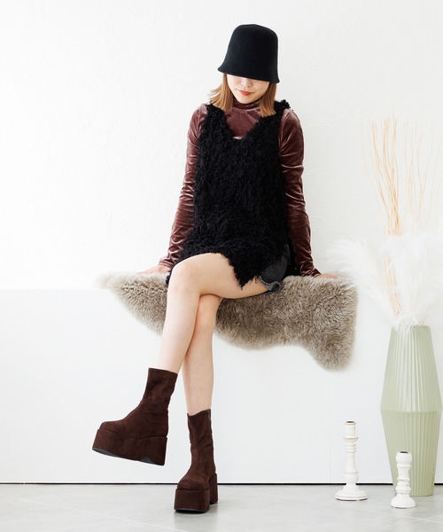 attagirl（アタガール）の「厚底ステッチショートブーツ（ブーツ・レディース・ブラウン/ブラック/ダークベージュ/ライトブラウン・S/M/L/LL）」の22枚目の写真