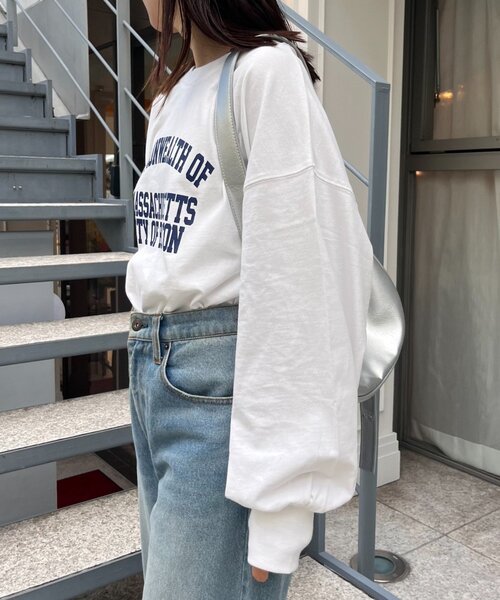 CIAOPANIC TYPY（チャオパニックティピー）の「USAコットンプリント袖ボリュームスリーブロゴロンTee（Tシャツ/カットソー・レディース・ホワイト/チャコールグレー/ネイビー/レッド系その他/グレー系その他/ブルー/ピンク・ONE SIZE）」の12枚目の写真