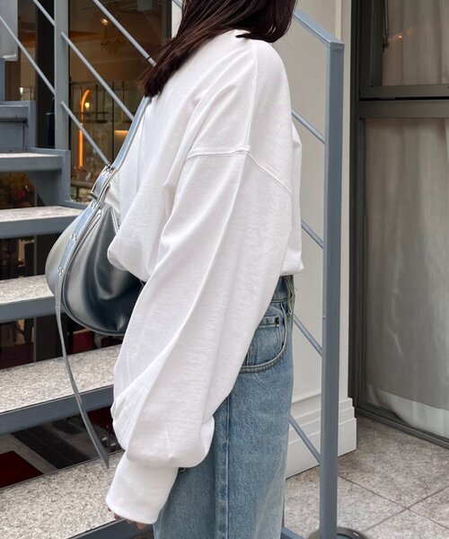 CIAOPANIC TYPY（チャオパニックティピー）の「USAコットンプリント袖ボリュームスリーブロゴロンTee（Tシャツ/カットソー・レディース・ホワイト/チャコールグレー/ネイビー/レッド系その他/グレー系その他/ブルー/ピンク・ONE SIZE）」の13枚目の写真