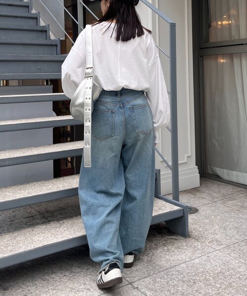 CIAOPANIC TYPY（チャオパニックティピー）の「USAコットンプリント袖ボリュームスリーブロゴロンTee（Tシャツ/カットソー・レディース・ホワイト/チャコールグレー/ネイビー/レッド系その他/グレー系その他/ブルー/ピンク・ONE SIZE）」の16枚目の写真