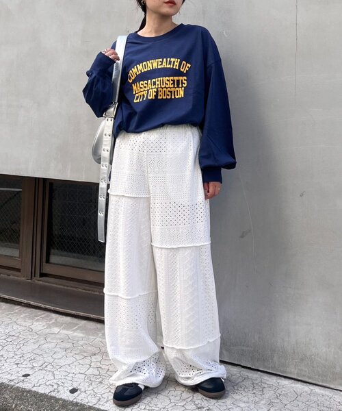 CIAOPANIC TYPY（チャオパニックティピー）の「USAコットンプリント袖ボリュームスリーブロゴロンTee（Tシャツ/カットソー・レディース・ホワイト/チャコールグレー/ネイビー/レッド系その他/グレー系その他/ブルー/ピンク・ONE SIZE）」の21枚目の写真