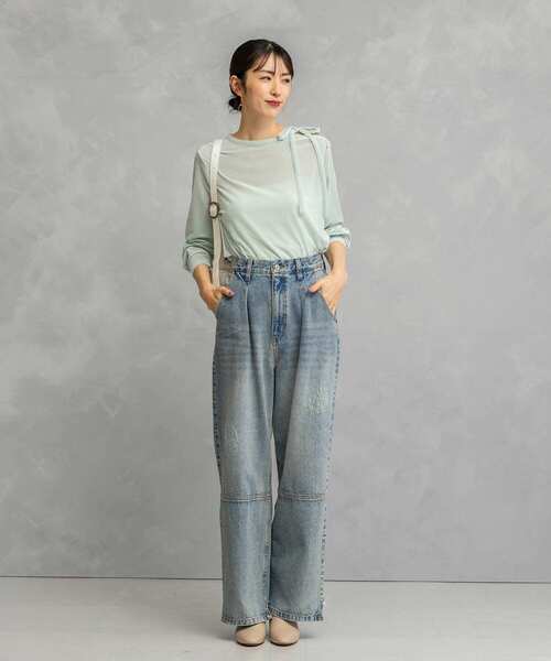 URBAN RESEARCH ROSSO WOMEN（アーバンリサーチ　ロッソ）の「シアーベロアスリットデザインカットソー（Tシャツ/カットソー・レディース・グリーン系その他/ベージュ系その他/ブラック・FREE）」の5枚目の写真