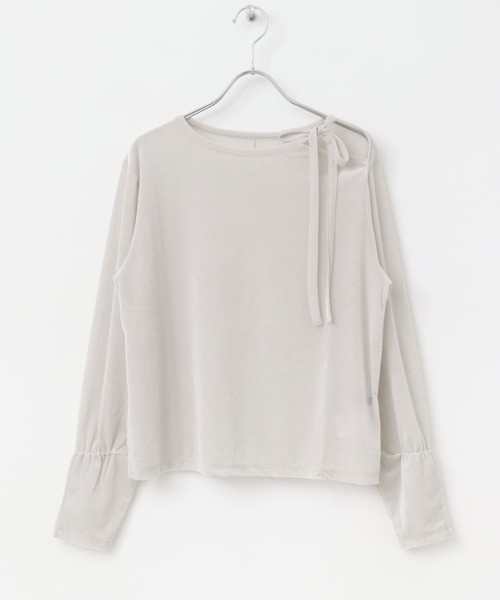 URBAN RESEARCH ROSSO WOMEN（アーバンリサーチ　ロッソ）の「シアーベロアスリットデザインカットソー（Tシャツ/カットソー・レディース・グリーン系その他/ベージュ系その他/ブラック・FREE）」の15枚目の写真