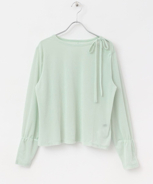 URBAN RESEARCH ROSSO WOMEN（アーバンリサーチ　ロッソ）の「シアーベロアスリットデザインカットソー（Tシャツ/カットソー・レディース・グリーン系その他/ベージュ系その他/ブラック・FREE）」の16枚目の写真