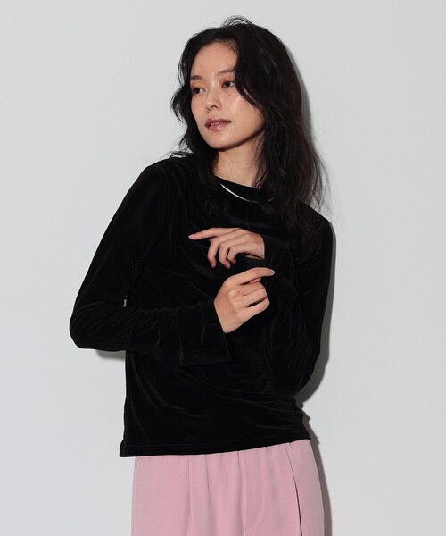 GALLEST(ギャレスト)の「◆カシュクールベロア(Tシャツ/カットソー・レディース・ベージュ/ブルーグリーン/ブラック・38)」の2枚目の写真