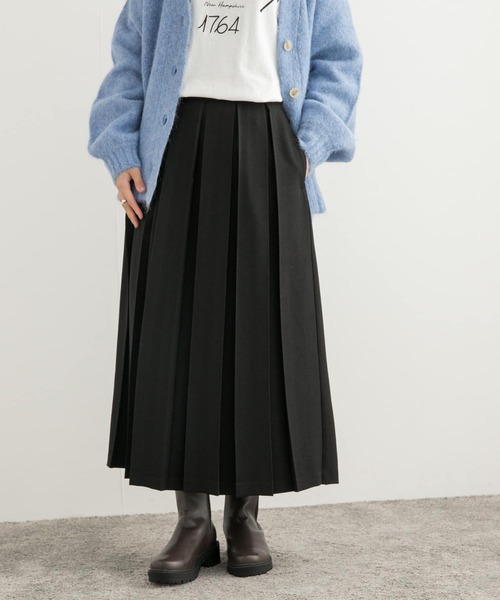 URBAN RESEARCH DOORS（アーバンリサーチドアーズ）の「『UR TECH SMOOTHLUXE』ワイドピッチプリーツスカート（スカート・レディース・ブラック/チャコールグレー/ライトカーキ・MEDIUM）」の21枚目の写真