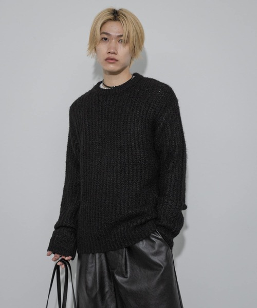 SENSE OF PLACE by URBAN RESEARCH(センスオブプレイスバイアーバンリサーチ)の「シャギークルーネックニット(ニット/セーター・メンズ・ブラック/カーキ/ライトグレー・MEDIUM/LARGE)」の4枚目の写真