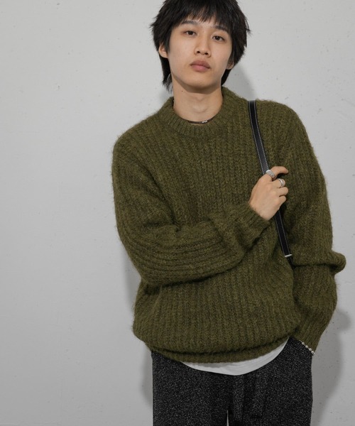 SENSE OF PLACE by URBAN RESEARCH(センスオブプレイスバイアーバンリサーチ)の「シャギークルーネックニット(ニット/セーター・メンズ・ブラック/カーキ/ライトグレー・MEDIUM/LARGE)」の12枚目の写真