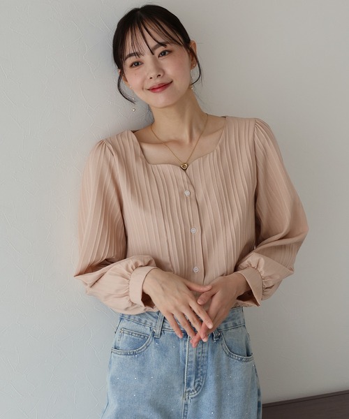 ブラウス シャツ HEART NECK MINIMAL JACKET/ハートネックミニマルジャケット レディース Emsexcite ブラウス シャツ ハートシアーSH レディース