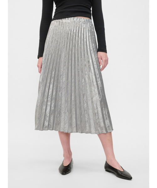 GAP（ギャップ）の「メタリック プリーツ ミディスカート（スカート・レディース・シルバー・L/M/S/XXS/XS）」の4枚目の写真