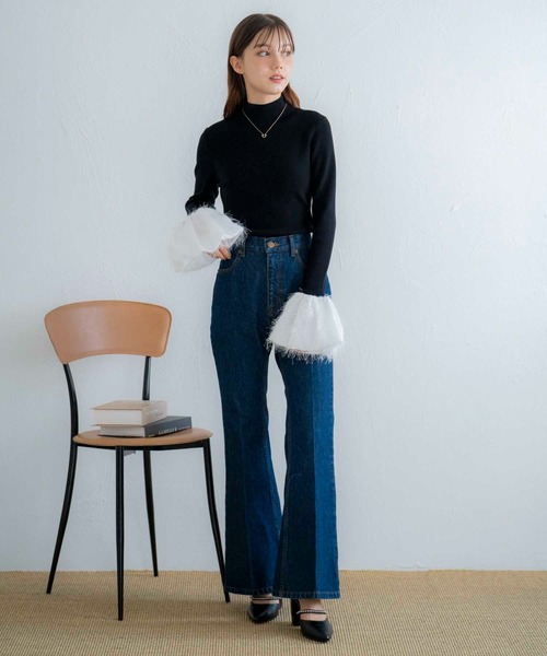 NOELA（ノエラ）の「セミフレアデニムパンツ（デニムパンツ・レディース・ダークインディゴブルー/インディゴブルー・S/M）」の8枚目の写真