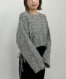 ラメメランジケーブルドロストニット