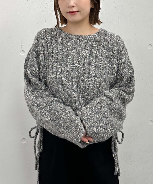 archives(アルシーヴ)の「ラメメランジケーブルドロストニット(ニット/セーター・レディース・ピンク/アイボリー/ブラック/ブルー・MEDIUM)」の14枚目の写真
