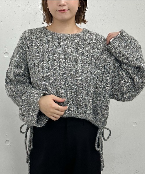 archives(アルシーヴ)の「ラメメランジケーブルドロストニット(ニット/セーター・レディース・ピンク/アイボリー/ブラック/ブルー・MEDIUM)」の16枚目の写真