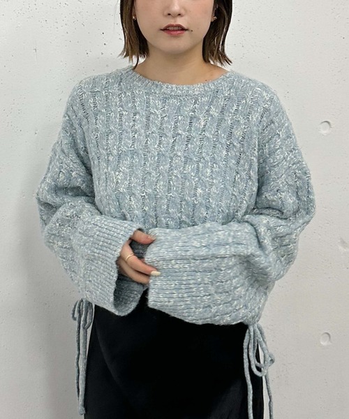 archives(アルシーヴ)の「ラメメランジケーブルドロストニット(ニット/セーター・レディース・ピンク/アイボリー/ブラック/ブルー・MEDIUM)」の21枚目の写真
