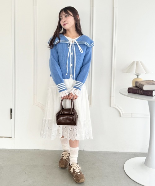 エクサントリーク　セーラーカーディガン セーラーニットカーディガン / earth music&ecology