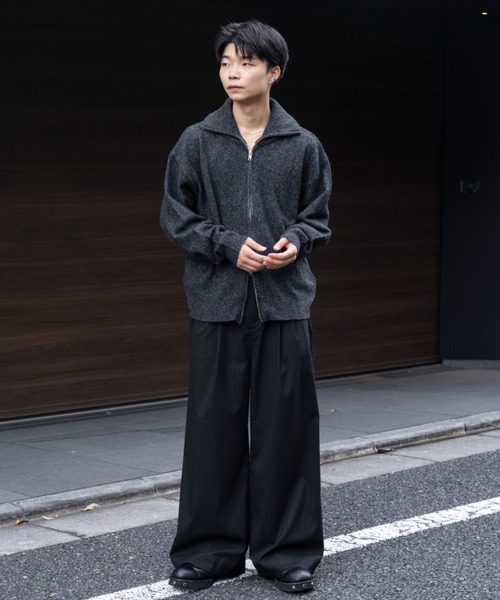 新品未使用★SINSS 2タック ワイドストレートストライプスラックス ブラック Two tuck wide straight stripe slacks / 2タックワイド