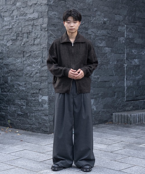 SINSS ２タックワイドストレートストライプスラックス Two tuck wide straight stripe slacks / 2タックワイド